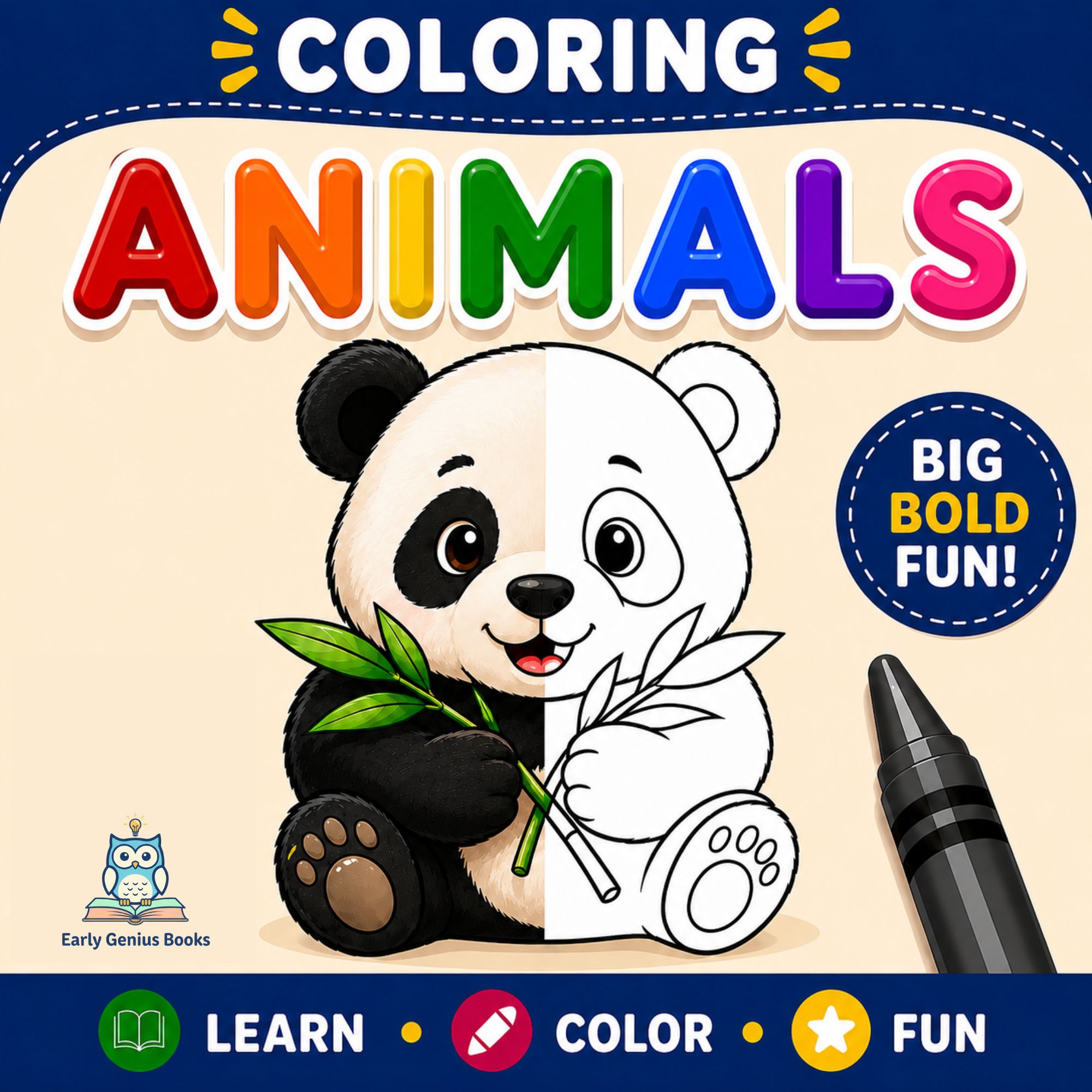 Coloring Animals toddler coloring book for ages 1 to 4