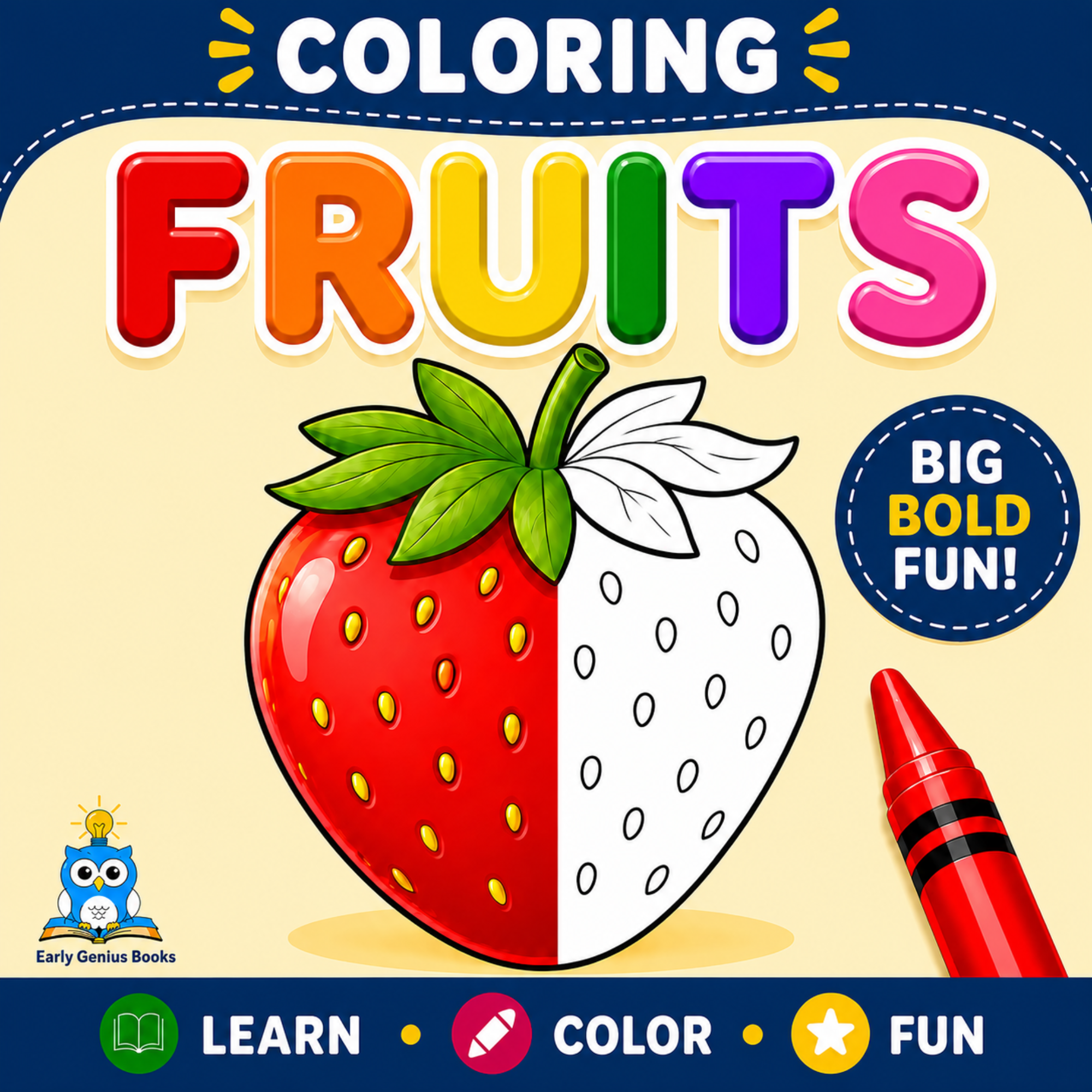 Coloring Fruits toddler coloring book for ages 1 to 4