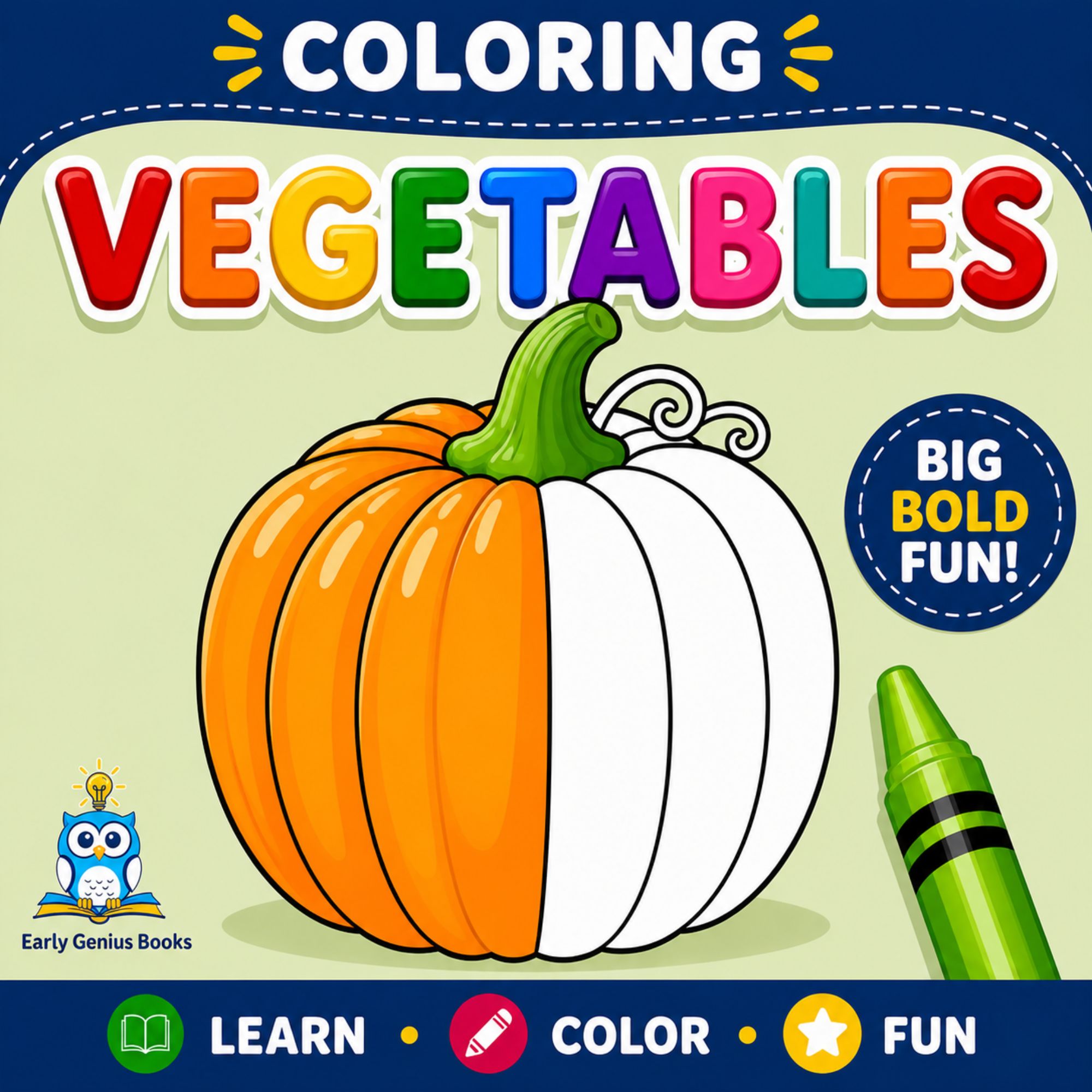 Coloring Vegetables toddler coloring book for ages 1 to 4