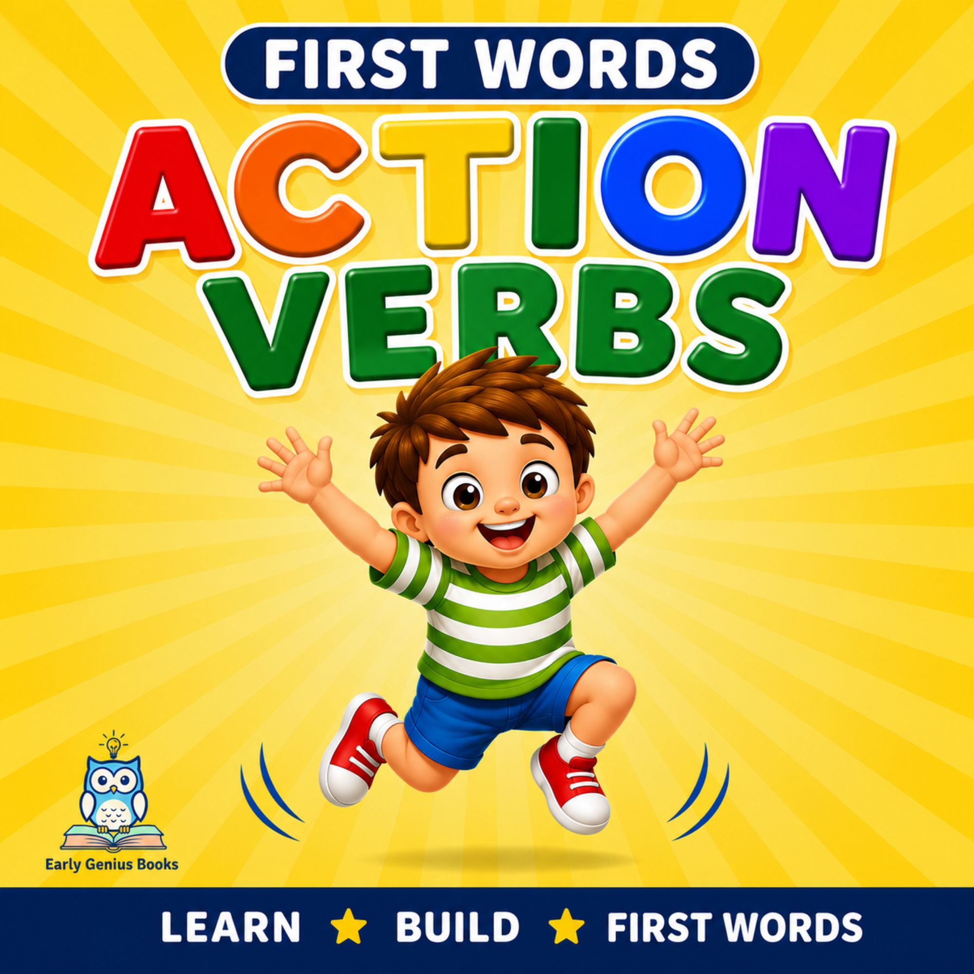 First Words Action Verbs toddler learning book cover for ages 1 to 4