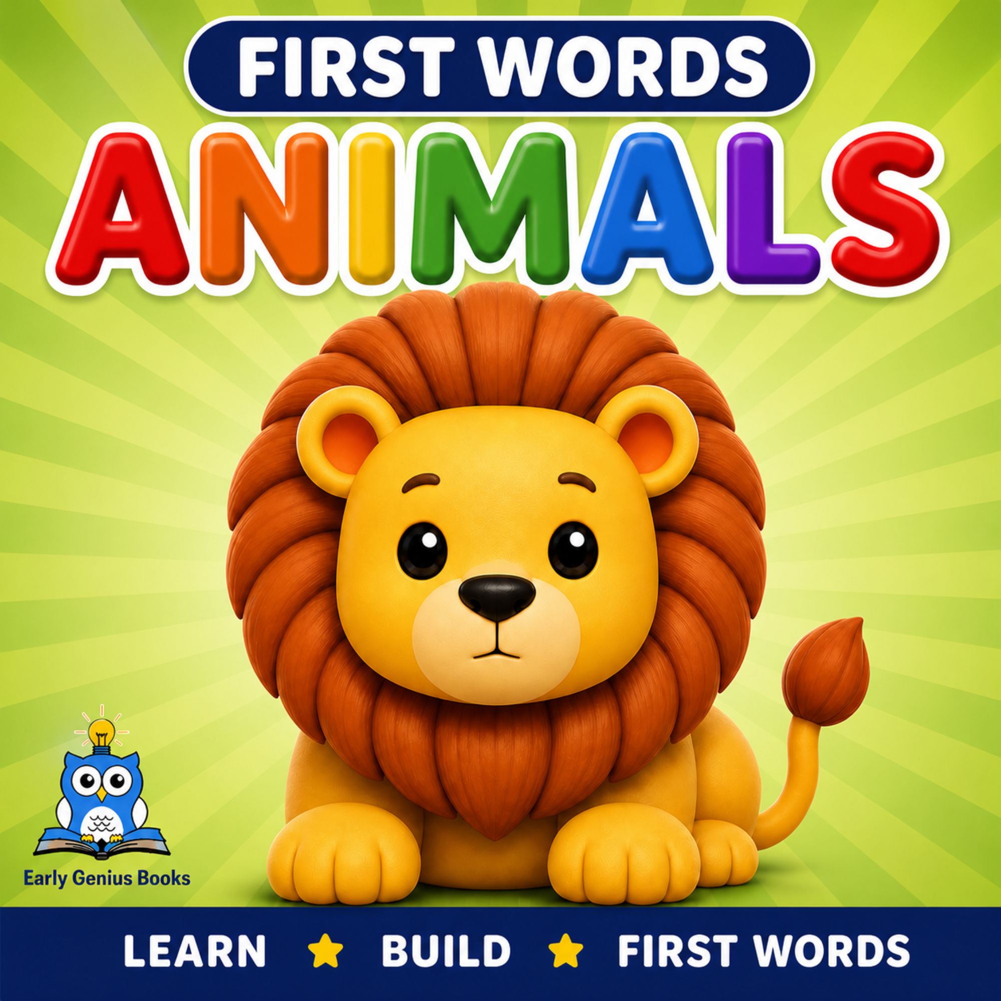 Toddler first words animals learning book cover for ages 1 to 4