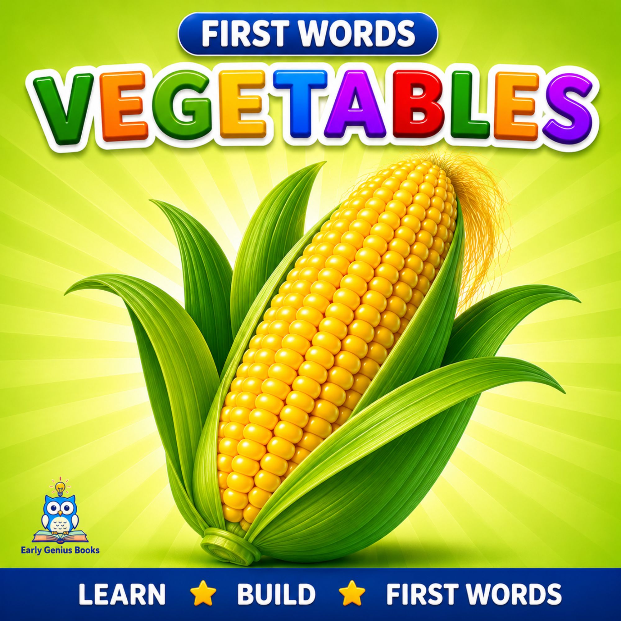 Toddler first words vegetables learning book cover for ages 1 to 4