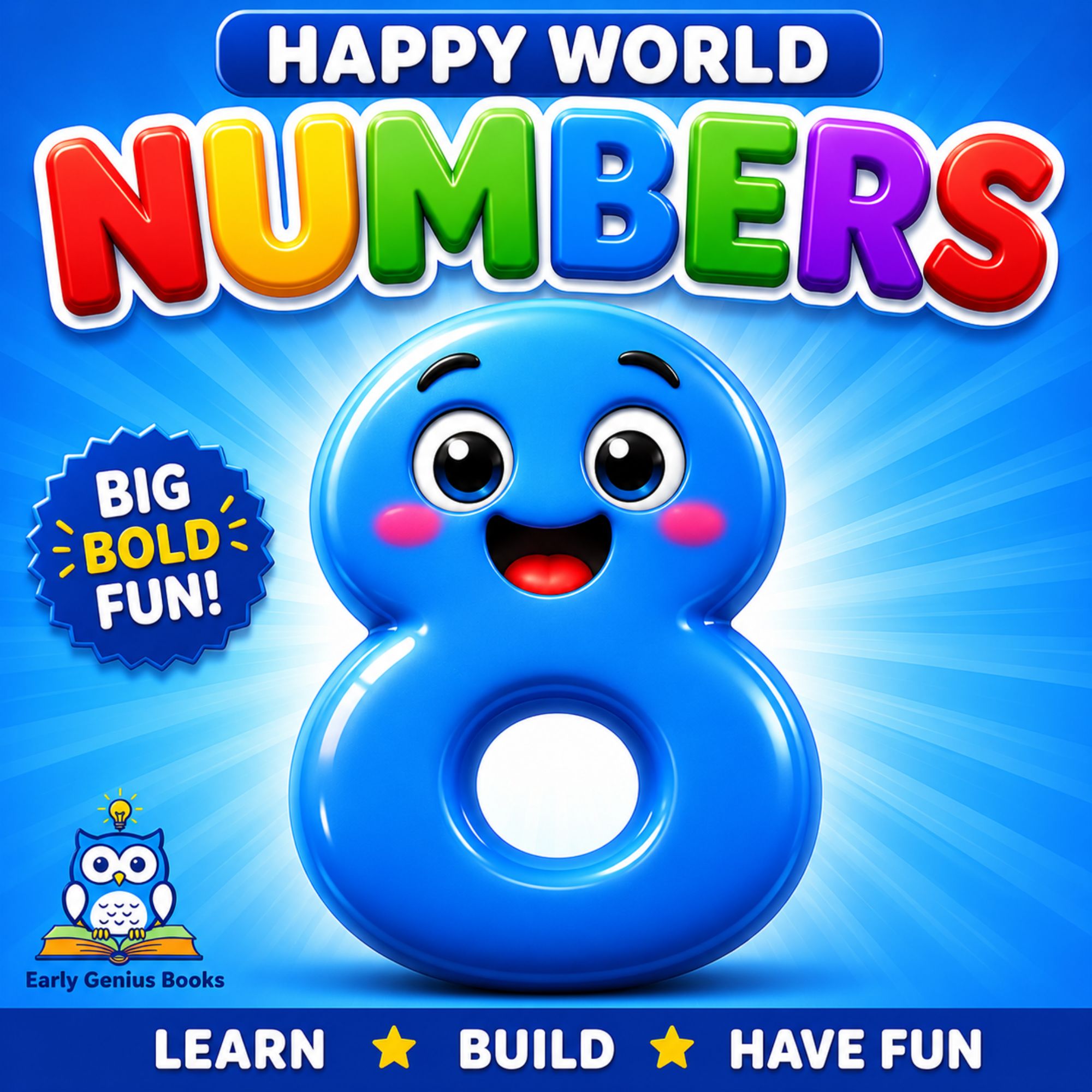 Happy World numbers toddler learning book cover with friendly number characters